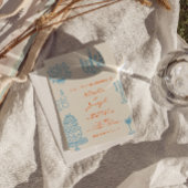 Hand Drawn Blue Orange Photo QR Code Wedding Einladung