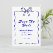Hand Drawn Blue Quirky Whimsical Funky Wedding Save The Date (Stehend Vorderseite)