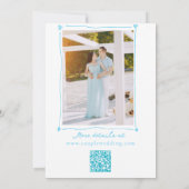  Hand Drawn Blue Save the Date photo QR Code Einladung (Rückseite)