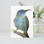 Hand-drawn blue tinted hummingbird notecard. dankeskarte (Stehend Vorderseite)