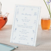 Hand Drawn Blue Wedding Bar Drink Menu Sockelschild (In Situ)