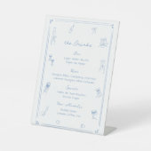 Hand Drawn Blue Wedding Bar Drink Menu Sockelschild (Vorderseite)