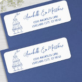 Hand Drawn Blue Wedding Rücksendeadresse