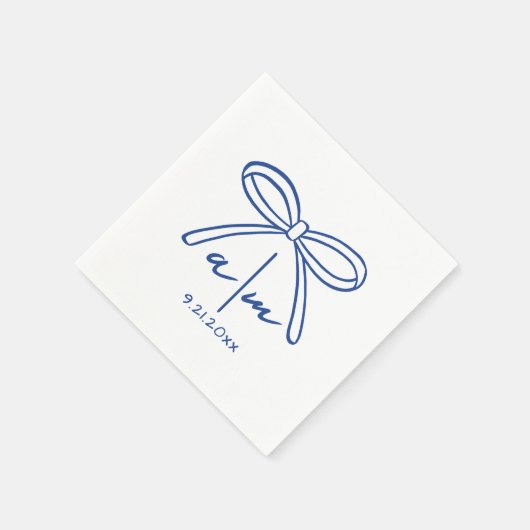 Hand Drawn Blue Wedgram Napkins Serviette (Ecke)