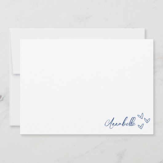 Hand Drawn Blue Whimsical Dankeskarte (Rückseite)