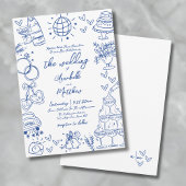 Hand Drawn Blue Whimsical Wedding Einladung