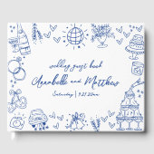 Hand Drawn Blue Whimsical Wedding Gästebuch (Vorderseite)
