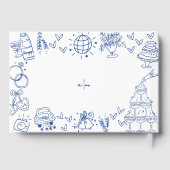 Hand Drawn Blue Whimsical Wedding Gästebuch (Rückseite)