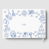 Hand Drawn Blue Whimsical Wedding Gästebuch (Rückseite)
