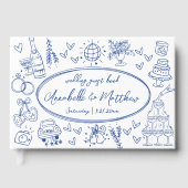 Hand Drawn Blue Whimsical Wedding Gästebuch (Vorderseite)