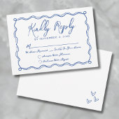 Hand Drawn Blue Whimsical Wedding RSVP Karte