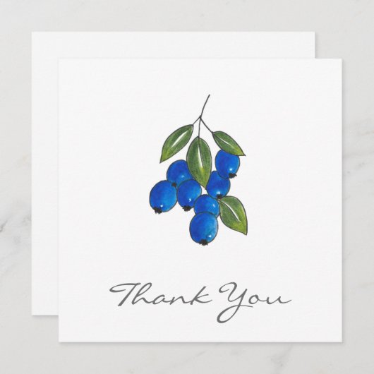 Hand Drawn Blueberries Dankeskarte (Vorne/Hinten)