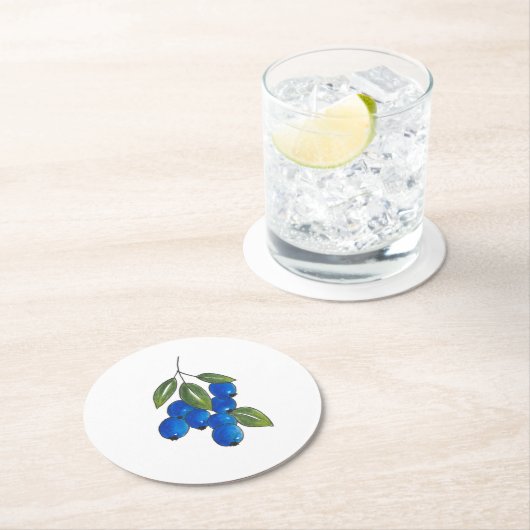 Hand Drawn Blueberries Runder Pappuntersetzer (Vor Ort)
