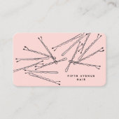 Hand-Drawn Bobby Pins Pink & Black Hair Stylist Visitenkarte (Vorderseite)