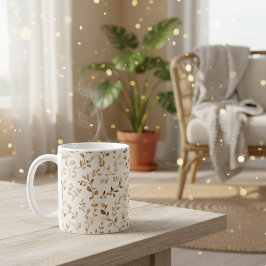 Hand Drawn Boho Leaf Pattern Kaffeetasse