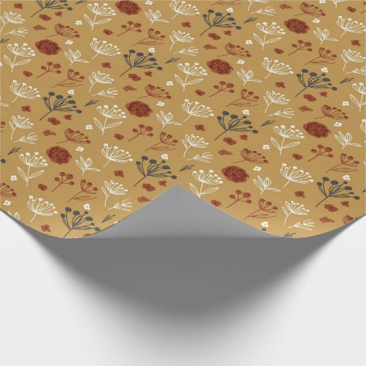 Hand-drawn Boho Wildflower and Berry Print Geschenkpapier (Ecke)