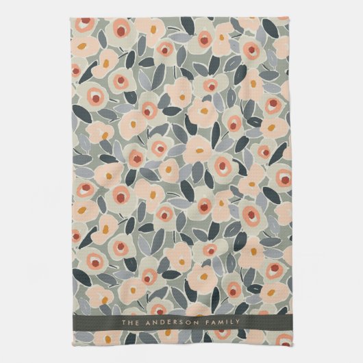 Hand-Drawn Bold Inky Floral Pattern- Sunlit Meadow Geschirrtuch (Vertikal)