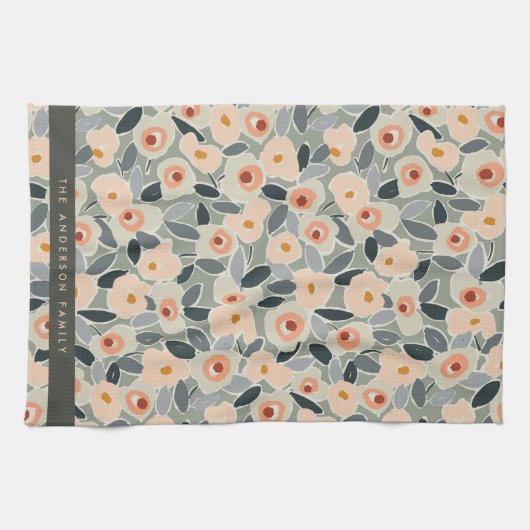 Hand-Drawn Bold Inky Floral Pattern- Sunlit Meadow Geschirrtuch (Horizontal)
