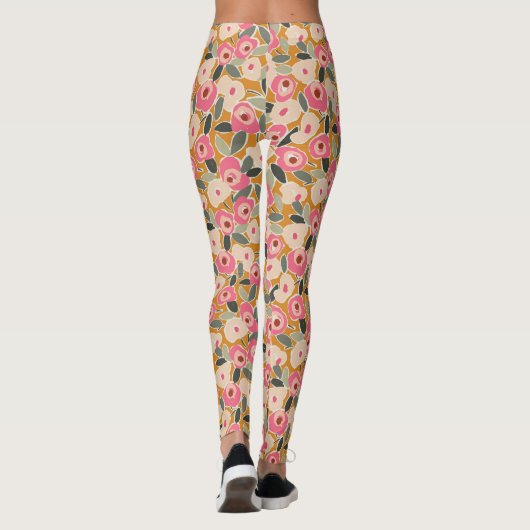 Hand-Drawn Bold Inky Floral Pattern- Sunlit Meadow Leggings (Rückseite)