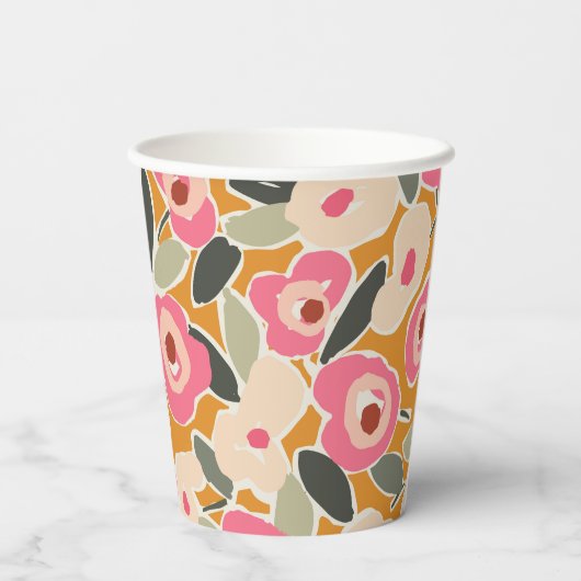 Hand-Drawn Bold Inky Floral Pattern- Sunlit Meadow Pappbecher (Rückseite)