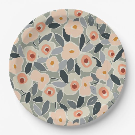 Hand-Drawn Bold Inky Floral Pattern- Sunlit Meadow Pappteller (Vorderseite)