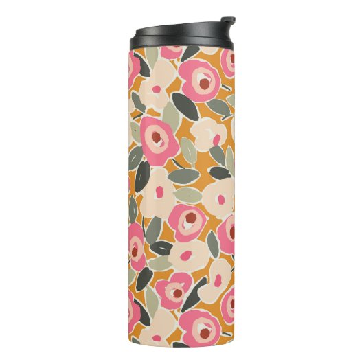 Hand-Drawn Bold Inky Floral Pattern- Sunlit Meadow Thermosbecher (Nach links gedreht)
