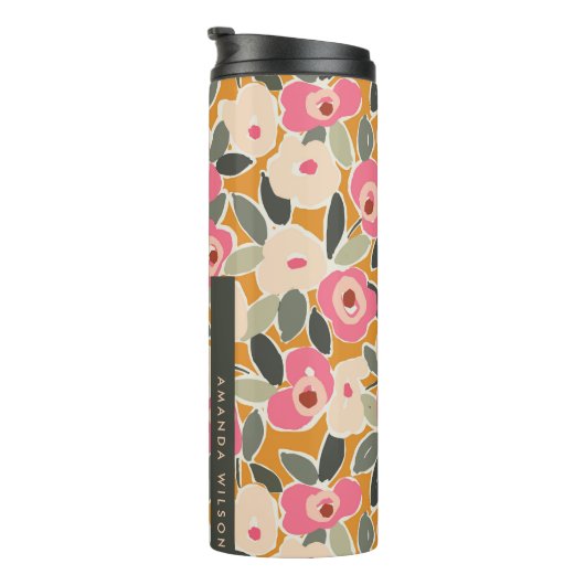 Hand-Drawn Bold Inky Floral Pattern- Sunlit Meadow Thermosbecher (Nach rechts gedreht)