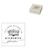 Hand-drawn Book Flowers Elegant Script Library Gummistempel (Stempel)