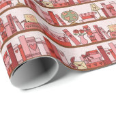 Hand Drawn Book Lover Pattern Wrapping Paper Roll Geschenkpapier (Rolleneckpunkt)