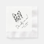 Hand Drawn Border Collie Drinks on me Cocktail Serviette (Vorderseite)
