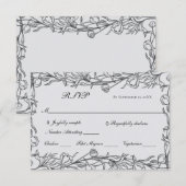 Hand Drawn Botanical Blue Gray Wedding RSVP Karte (Vorne/Hinten)
