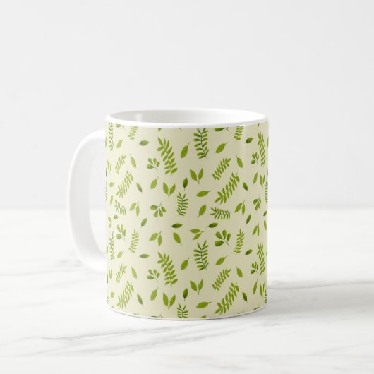 Hand-Drawn Botanical Nature Seamless Pattern Kaffeetasse (Vorderseite Links)