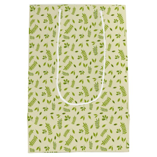 Hand-Drawn Botanical Nature Seamless Pattern Mittlere Geschenktüte (Rückseite)