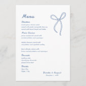 Hand Drawn Bow Blue Wedding Menükarte (Vorderseite)