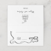 Hand drawn bow champagne tower Wedding  Place card Platzkarte (Außenseite Aufgefaltet)