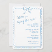 Hand Drawn Bow Chic etwas Blaues Brautparty Einladung (Vorderseite)