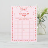Hand Drawn Bow Christmas Baby Shower Bingo Game Einladung (Stehend Vorderseite)