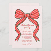 Hand Drawn Bow Christmas Party Invitation Einladung (Vorne/Hinten)