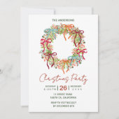 Hand Drawn bow christmas wreath new year Einladung (Vorderseite)