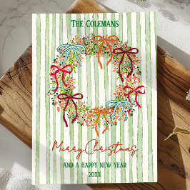 Hand Drawn bow christmas wreath new year greetings Feiertagskarte