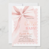 Hand Drawn Bow Elegant Frame Pink Baby Shower Einladung (Vorderseite)