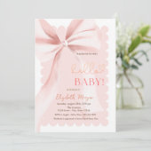  Hand Drawn Bow Elegant Frame Pink Baby Shower Einladung (Stehend Vorderseite)