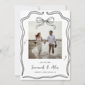 Hand Drawn Bow Frame Coquette Doodle Wedding Fun Save The Date (Vorderseite)