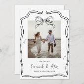 Hand Drawn Bow Frame Coquette Doodle Wedding Fun Save The Date (Vorne/Hinten)