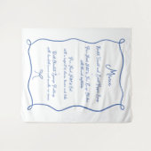 Hand Drawn Bow Französisch Blauer Stoff Hochzeitsm Wandteppich (Vorderseite (Horizontal))