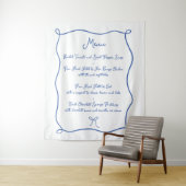 Hand Drawn Bow Französisch Blauer Stoff Hochzeitsm Wandteppich (Beispiel)