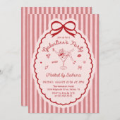 Hand Drawn Bow Galentine's Day Invitation Einladung (Vorne/Hinten)