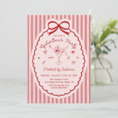 Hand Drawn Bow Galentine's Day Invitation Einladung (Stehend Vorderseite)