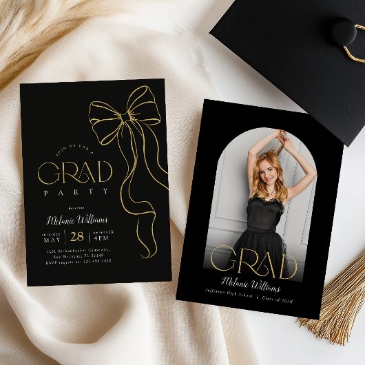 Hand Drawn Bow Graduation Invitation Einladung