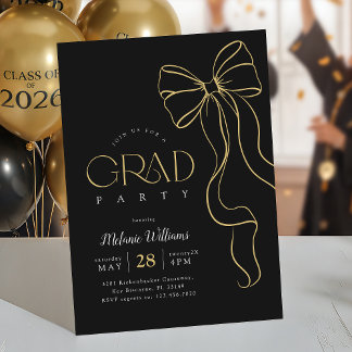 Hand Drawn Bow Graduation Invitation Einladung